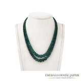 Zambian 2 Emerald Beads Necklace Big Round Tumble - Emerald House Jaipur