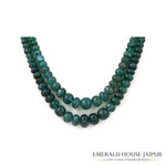 Zambian 2 Emerald Beads Necklace Big Round Tumble - Emerald House Jaipur