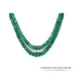 Zambian 2 Emerald Beads Necklace Round Tumble - Emerald House Jaipur