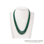 Zambian 3 Emerald Beads Necklace Full Cut - Emerald House Jaipur