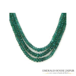 Zambian 3 Emerald Beads Necklace Full Cut - Emerald House Jaipur