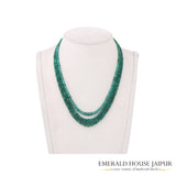 Zambian 3 Emerald Beads Necklace Round Tumble - Emerald House Jaipur