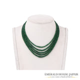 Zambian 5 Emerald Beads Necklace Full  Round Cut - Emerald House Jaipur