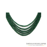 Zambian 5 Emerald Beads Necklace Full  Round Cut - Emerald House Jaipur